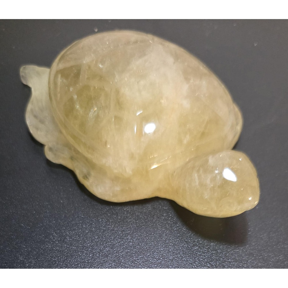Crystal Turtle, Citrine Feng Shui Wealth Symbol, Carved Abundance Stone Figurine